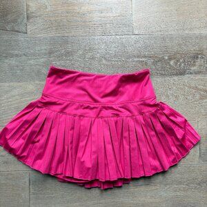 Gold Hinge Pleated Tennis Skirt, Hot Pink, XS